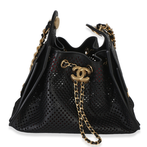 Chanel Handbags - Chanel Black Perforated Calfskin Small Chanel 25 Hobo